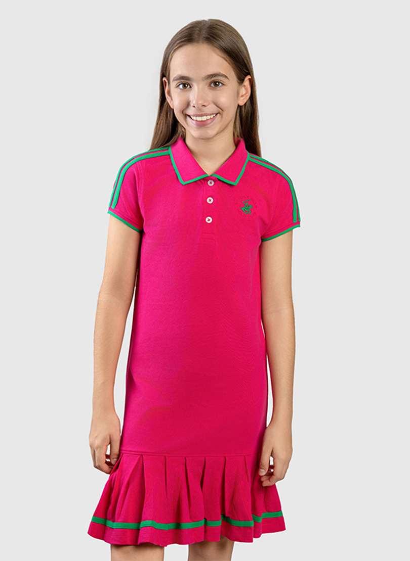 Contrast Tipping Short Sleeves Polo Dress