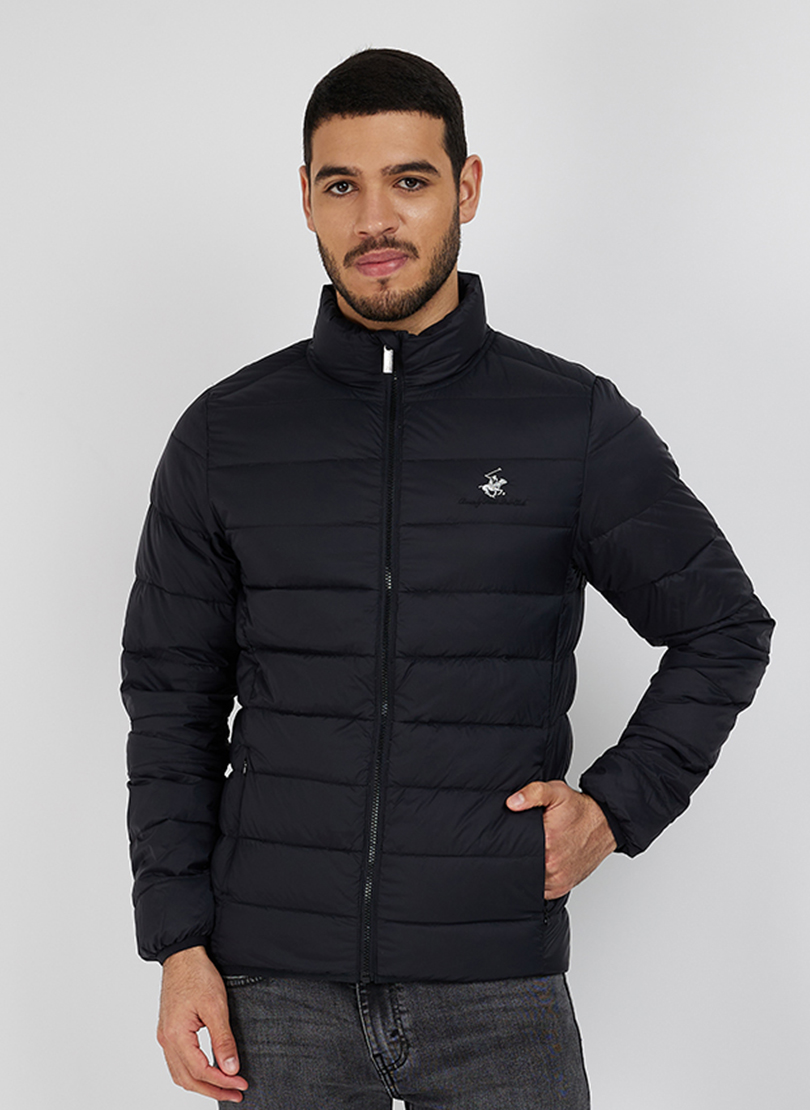 Logo Embroidered Long Sleeves Puffer Jacket