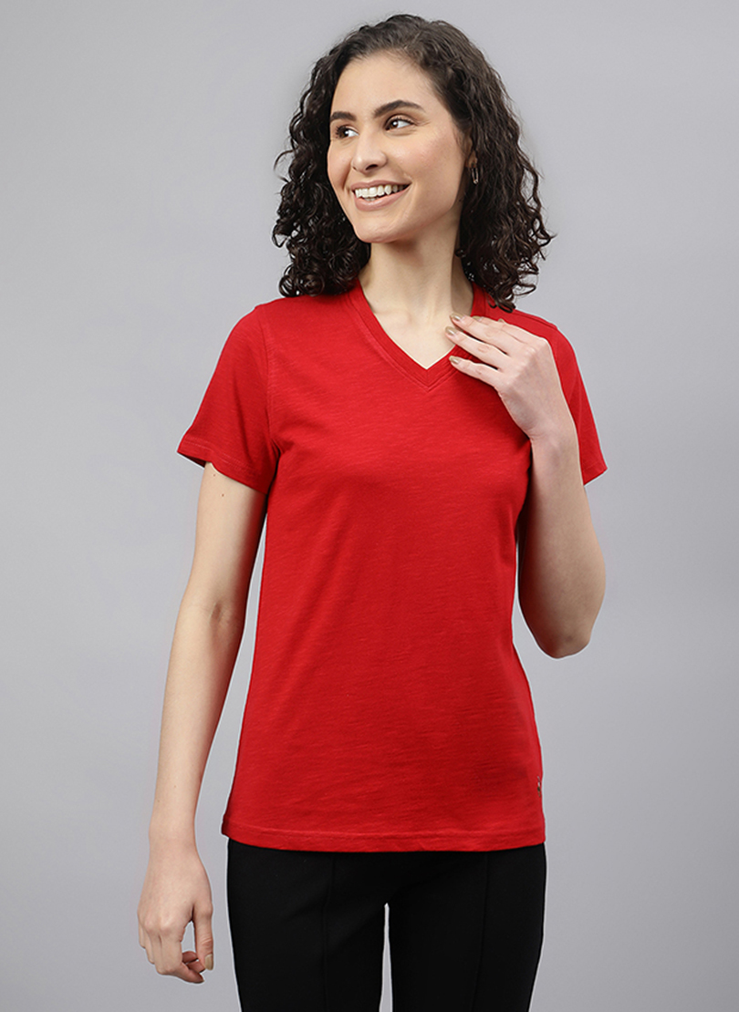 Solid V-Neck Short Sleeves T-Shirt