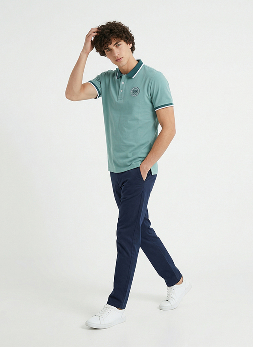 Contrast Tipping Short Sleeves Polo T-Shirt
