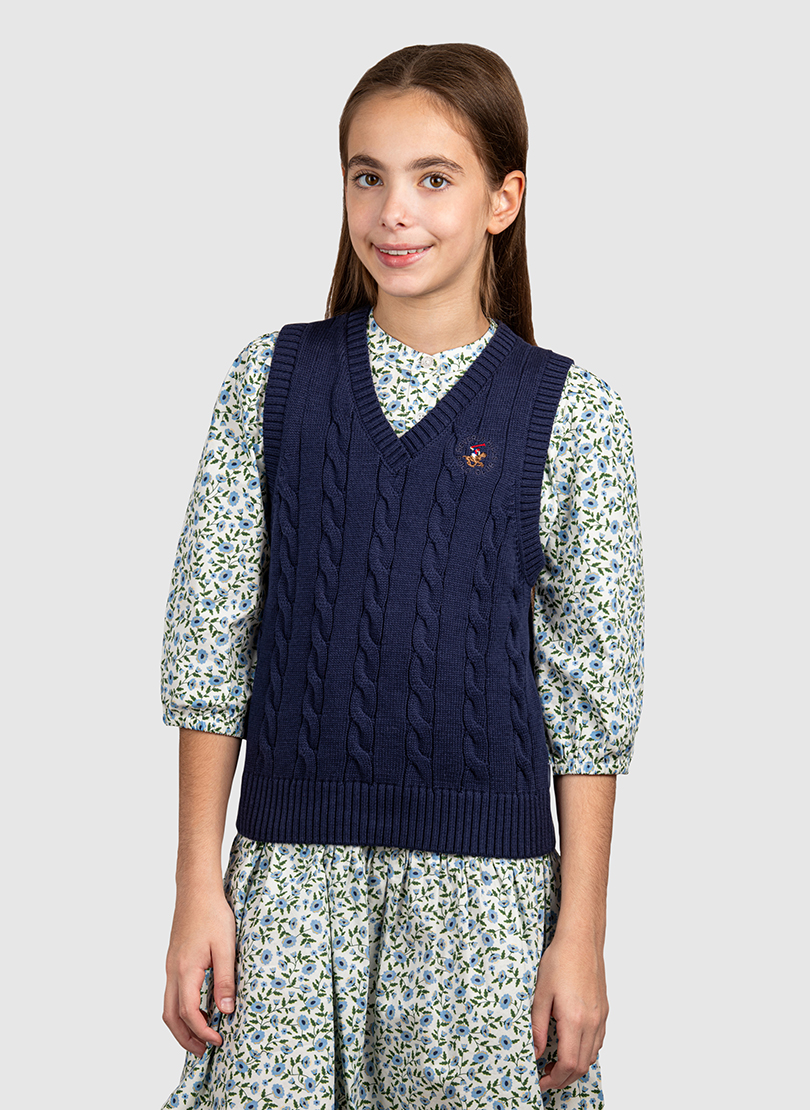 V-Neck Cable Knit Sweater Vest