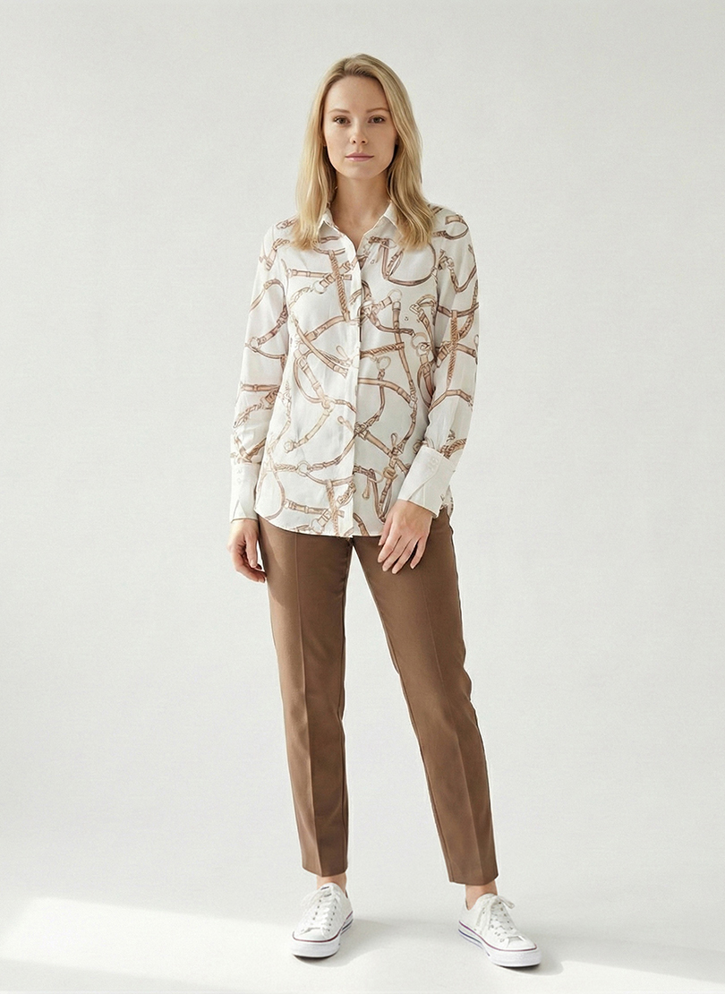 Printed Long Sleeves Button Down Shirt