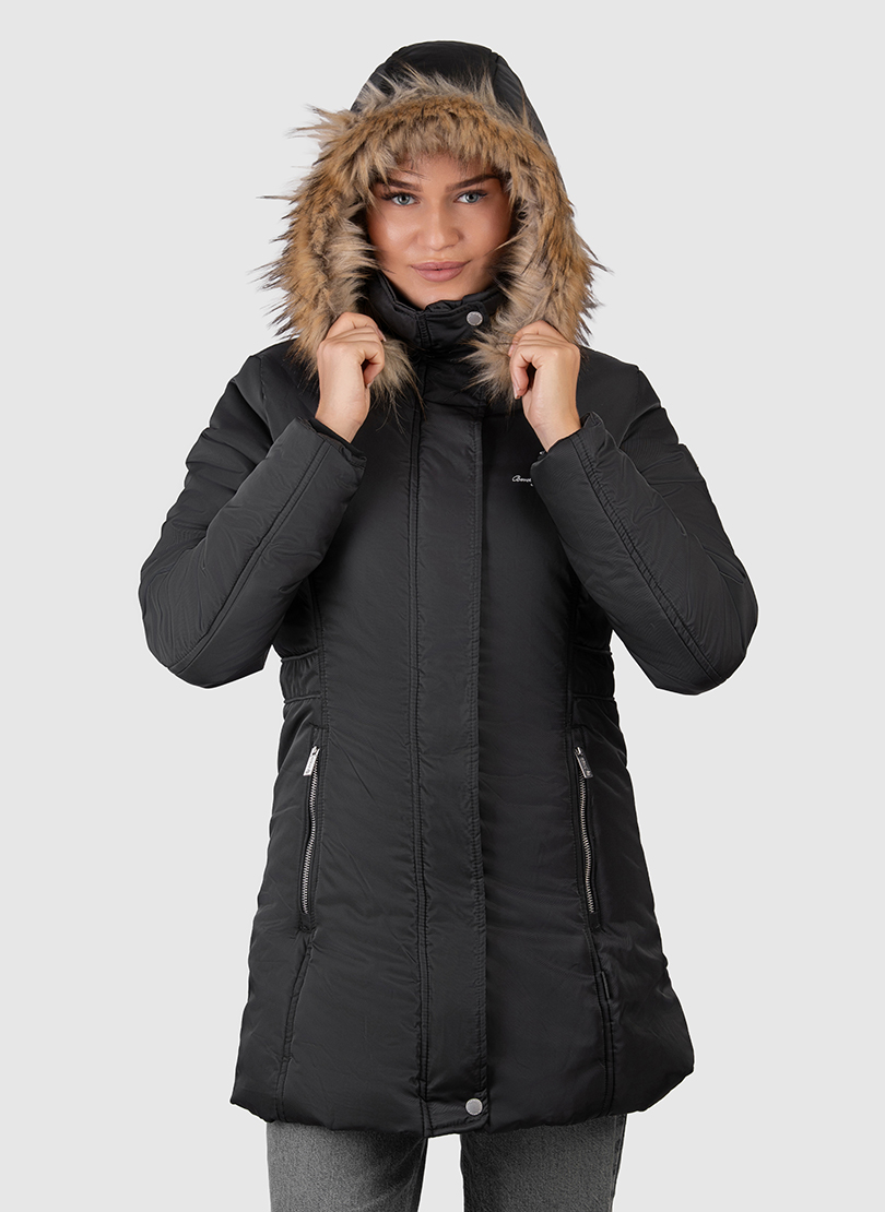 Logo Embroidered Zip-Through Parka Jacket