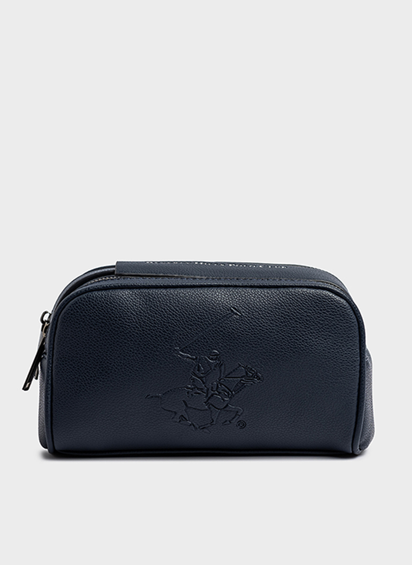 Logo Debossed Zippered Travel Pouch