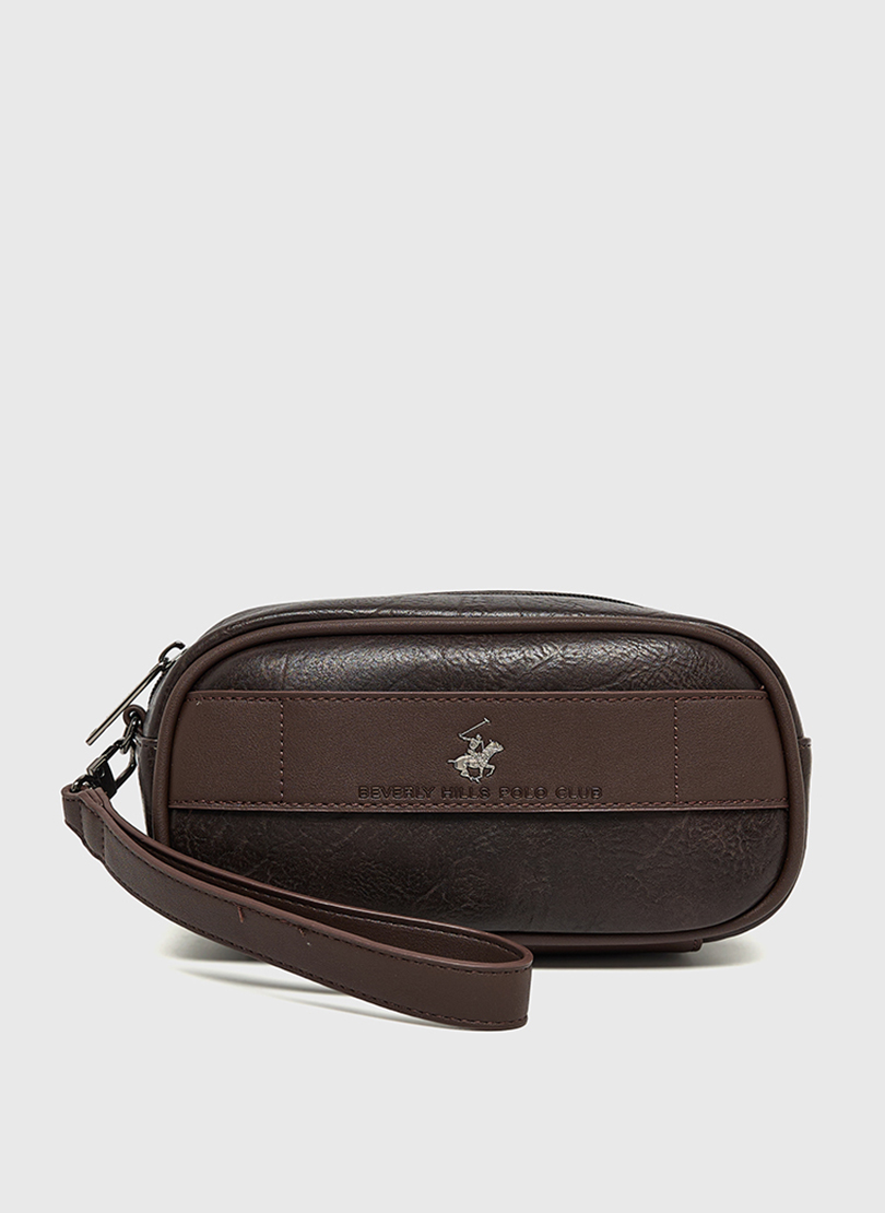 Logo Detail Toiletry Bag with Wrist Strap