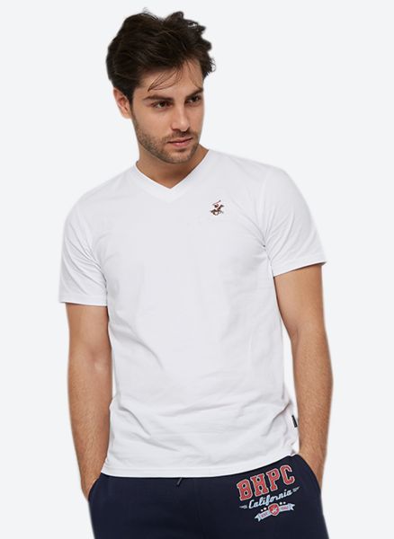 Logo Embroidered Initials Short Sleeves V-Neck T-Shirt