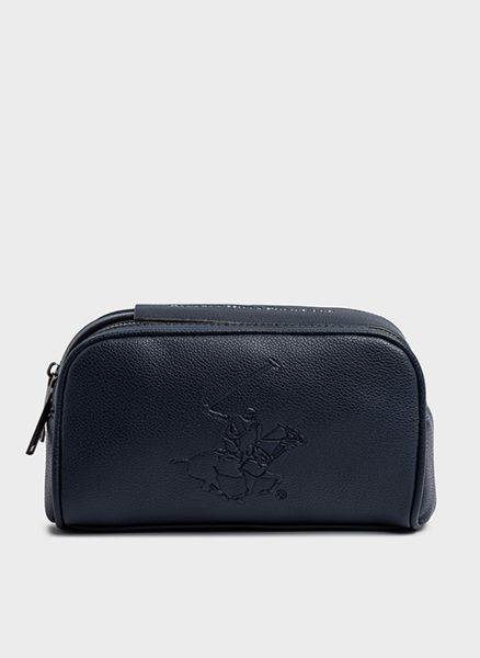 Logo Debossed Zippered Travel Pouch