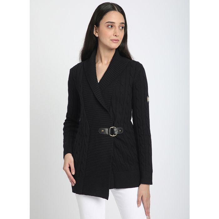 Beverly Hills Polo Club Cable Knit Buckle Detail Cardigan 6TH