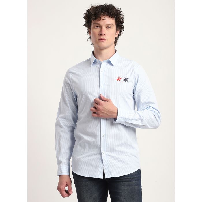 beverly hills polo club dress shirts Logo Embroidered Long Sleeves Casual Shirt