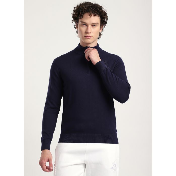 Beverly Hills Polo Club | Vintage Logo Detail Zipper Neck Sweater